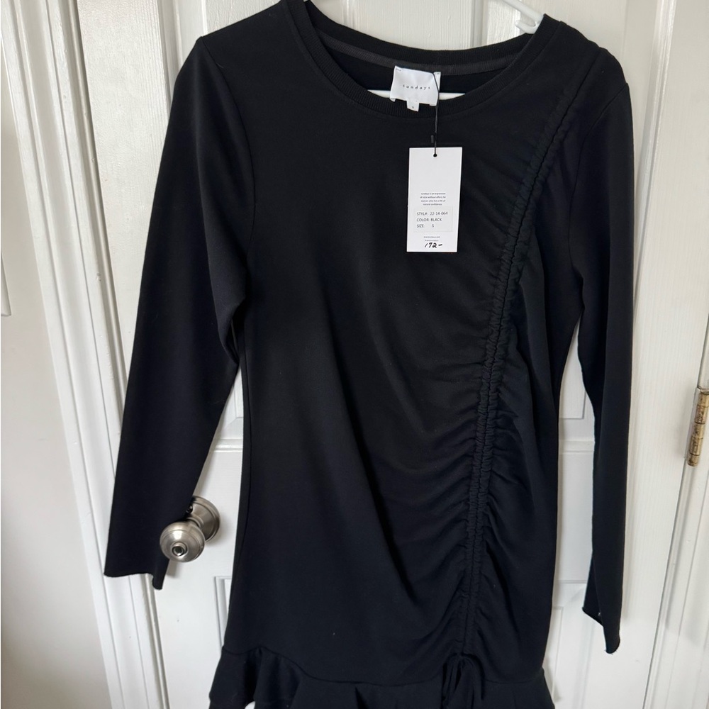 NWT Sundays Black Long Sleeve Mini Dress Small